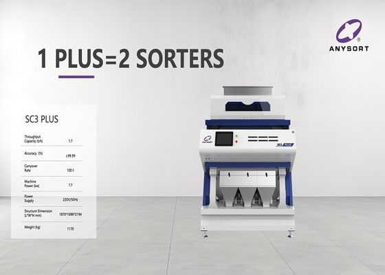 3 Chutes Rijs Kleur Sorter Met Doorvoer 2.5-12t/H En LED Lichtbron
